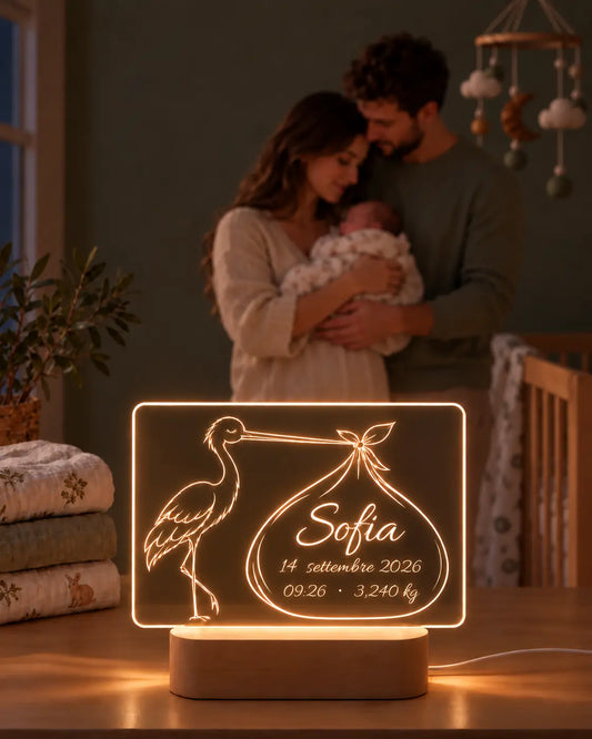 Lampada LED Nascita Personalizzata