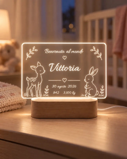 Lampada LED Nascita Personalizzata