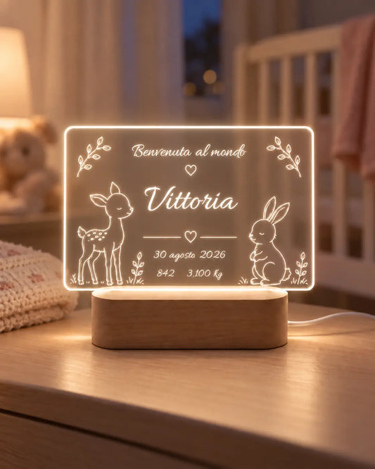 Lampada LED Nascita Personalizzata